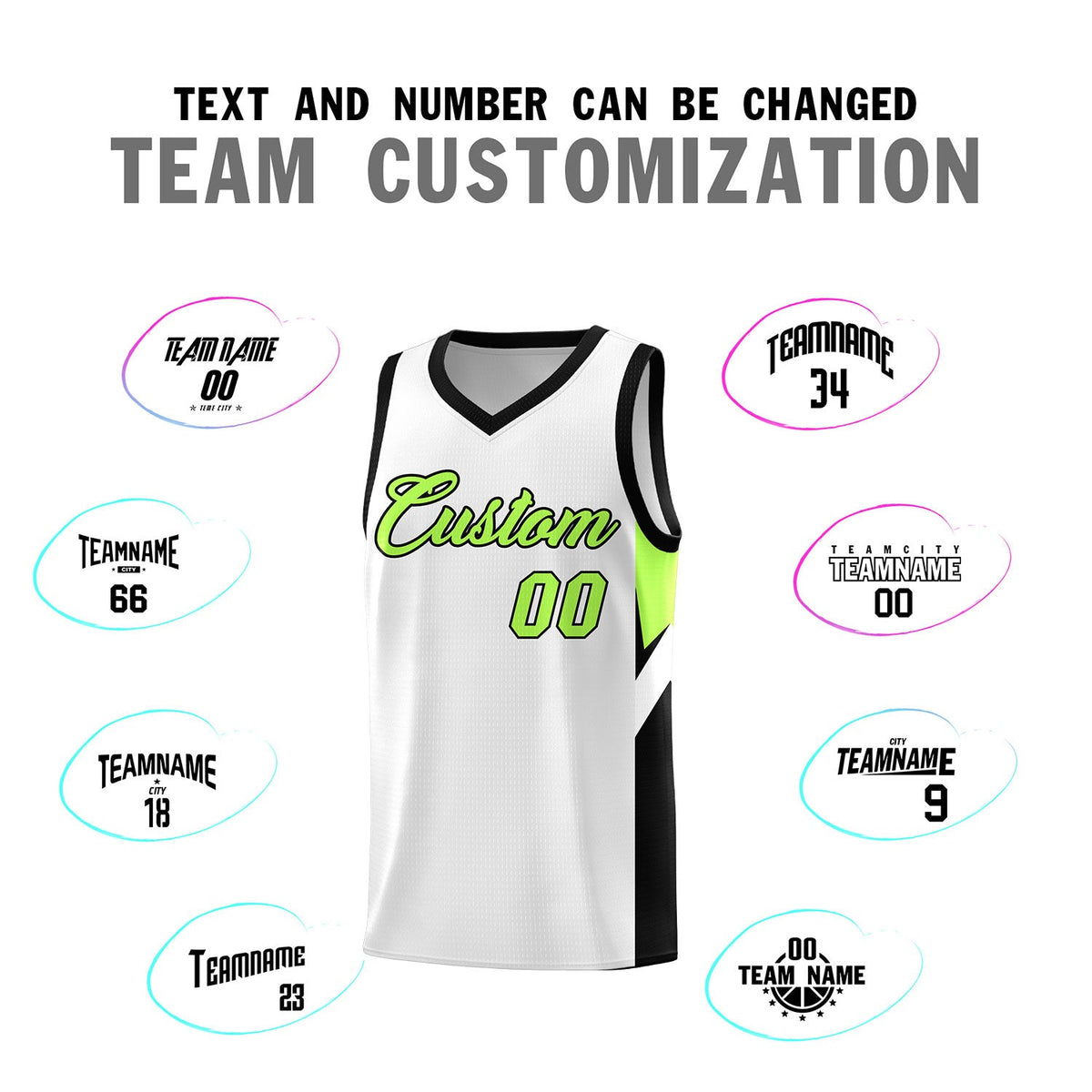 Custom White Black Side Design Sets Sports Uniform Basketball Jersey