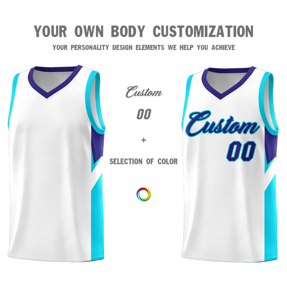 Custom White Royal Side Design Sets Sports Uniform Basketball Jersey