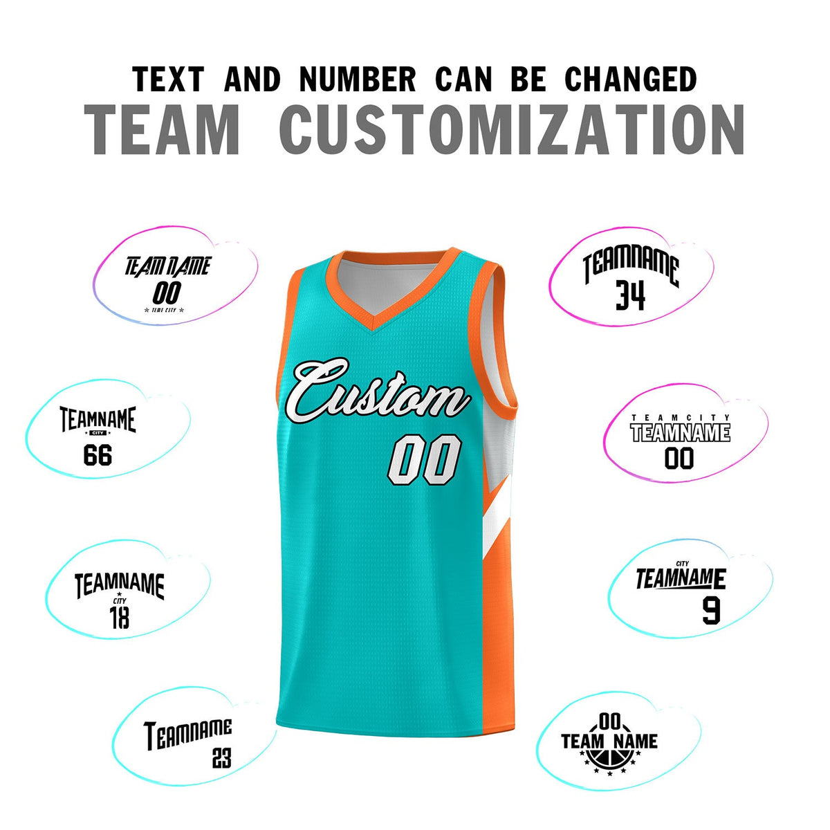 Custom Aqua Orange Side Design Sets Sports Uniform Basketball Jersey