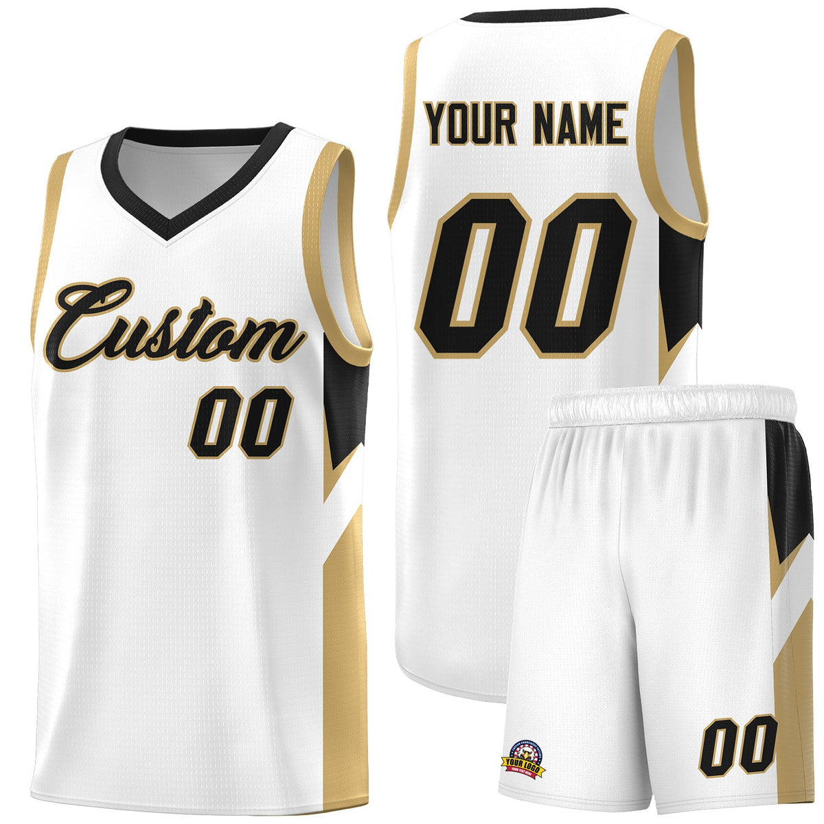 Custom White Black Side Design Sets Sports Uniform Basketball Jersey