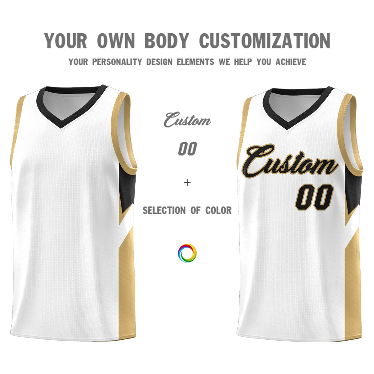 Custom White Black Side Design Sets Sports Uniform Basketball Jersey