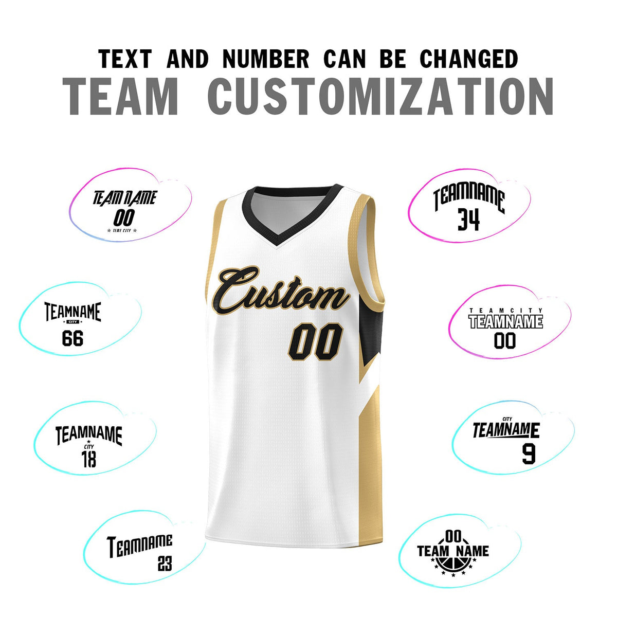 Custom White Black Side Design Sets Sports Uniform Basketball Jersey