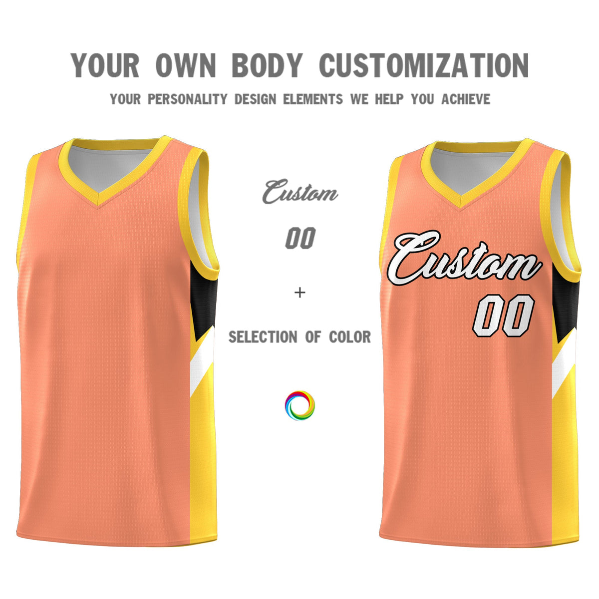 Custom Orange Gold Side Design Sets Sports Uniform Basketball Jersey
