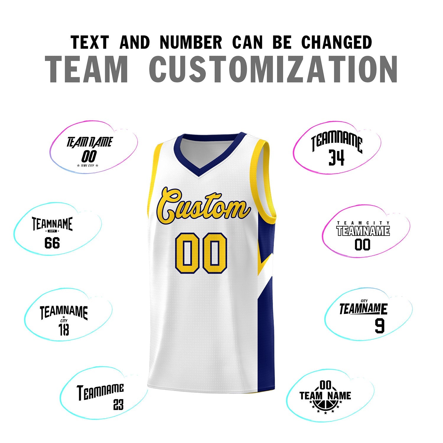 Custom White Navy Side Design Sets Sports Uniform Basketball Jersey