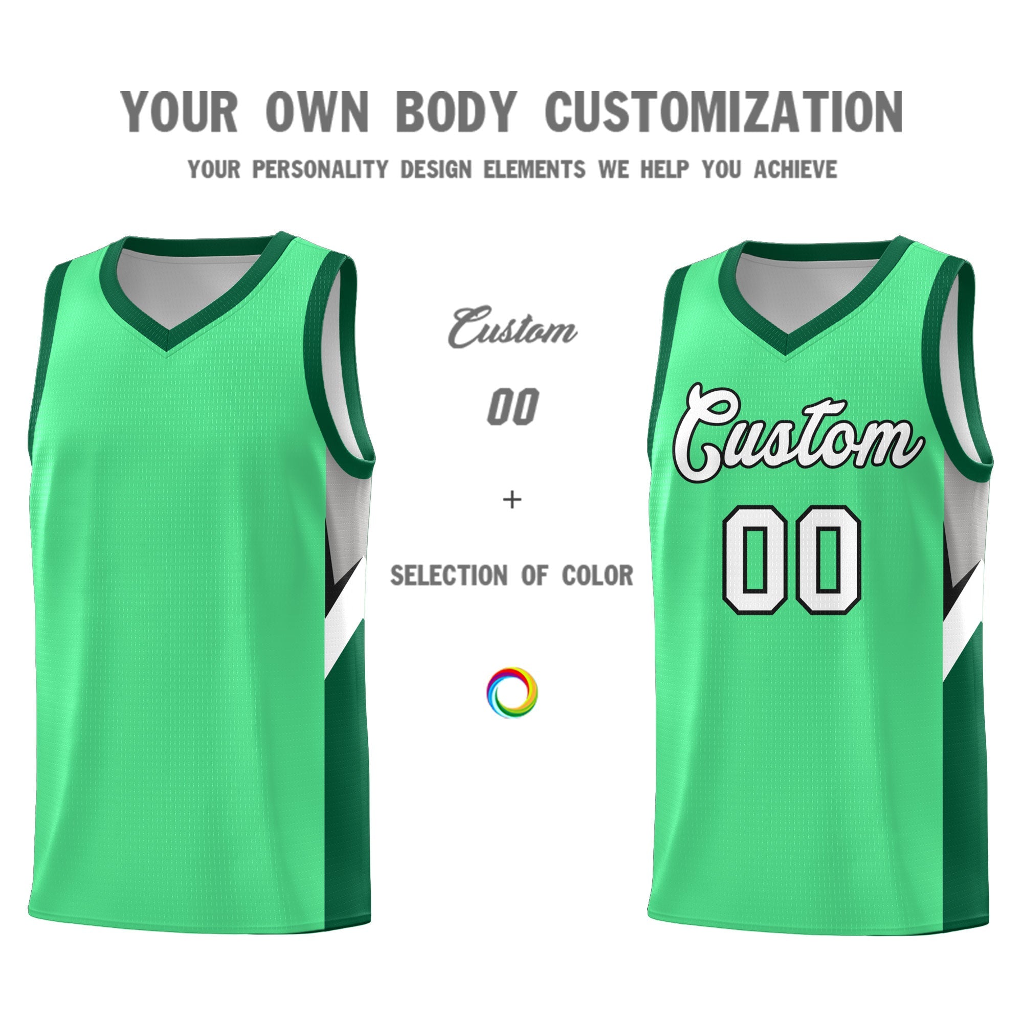 Custom Bright Green Kelly Green Side Design Sets Sports Uniform Basketball Jersey