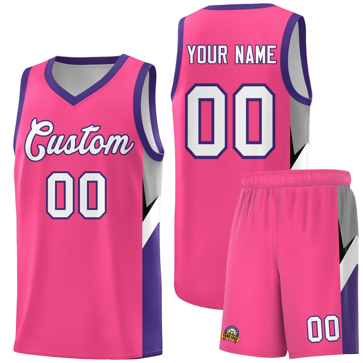 Custom Pink Purple Side Design Sets Sports Uniform Basketball Jersey