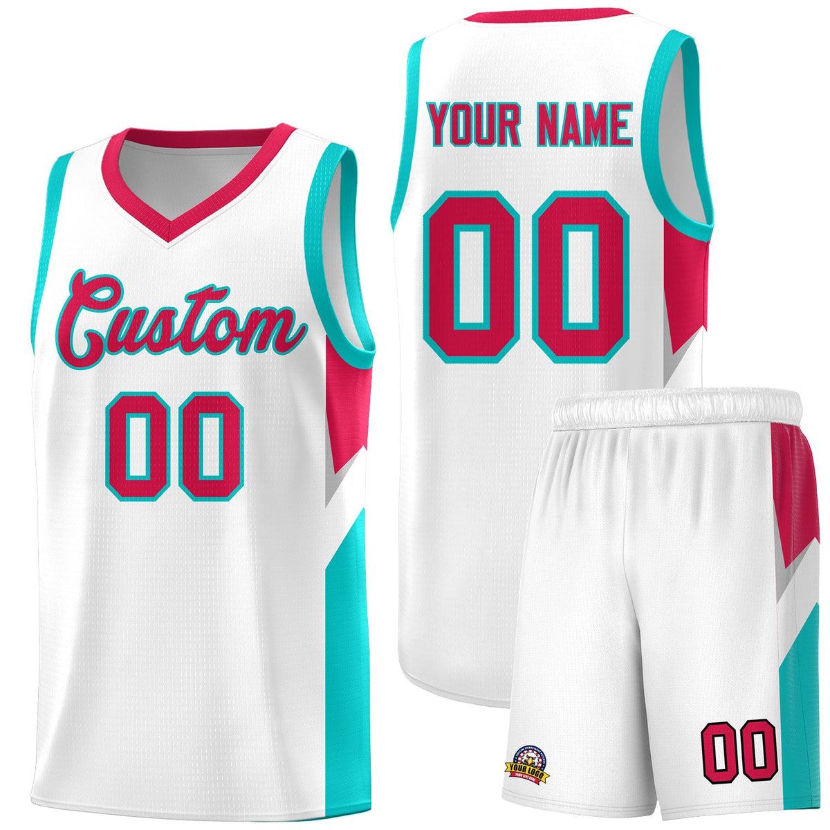 Custom White Red Side Design Sets Sports Uniform Basketball Jersey