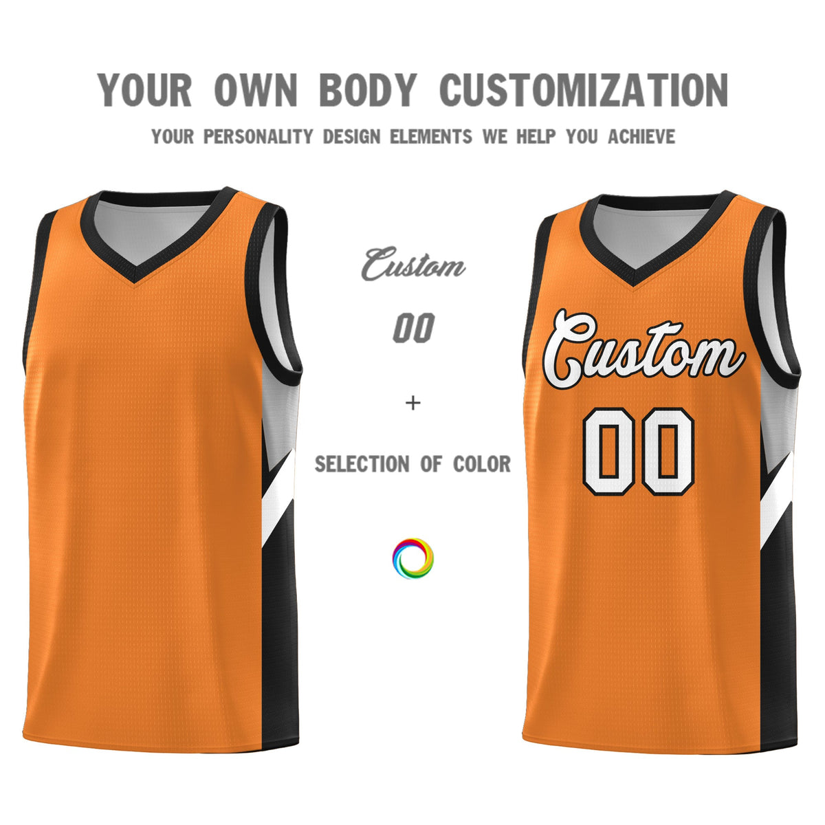 Custom Gold Orange Black Side Design Sets Sports Uniform Basketball Jersey