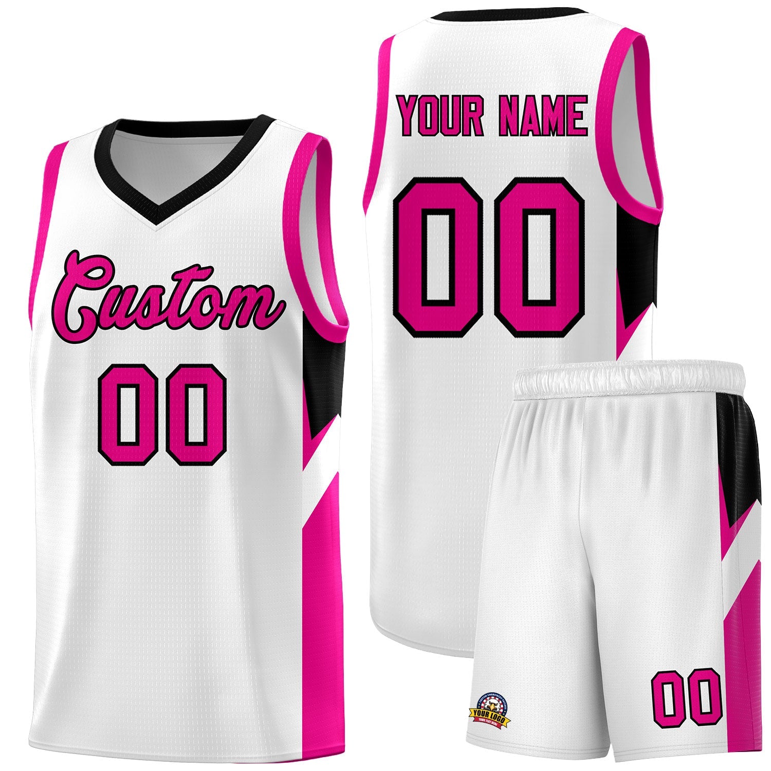 Custom White Black Side Design Sets Sports Uniform Basketball Jersey