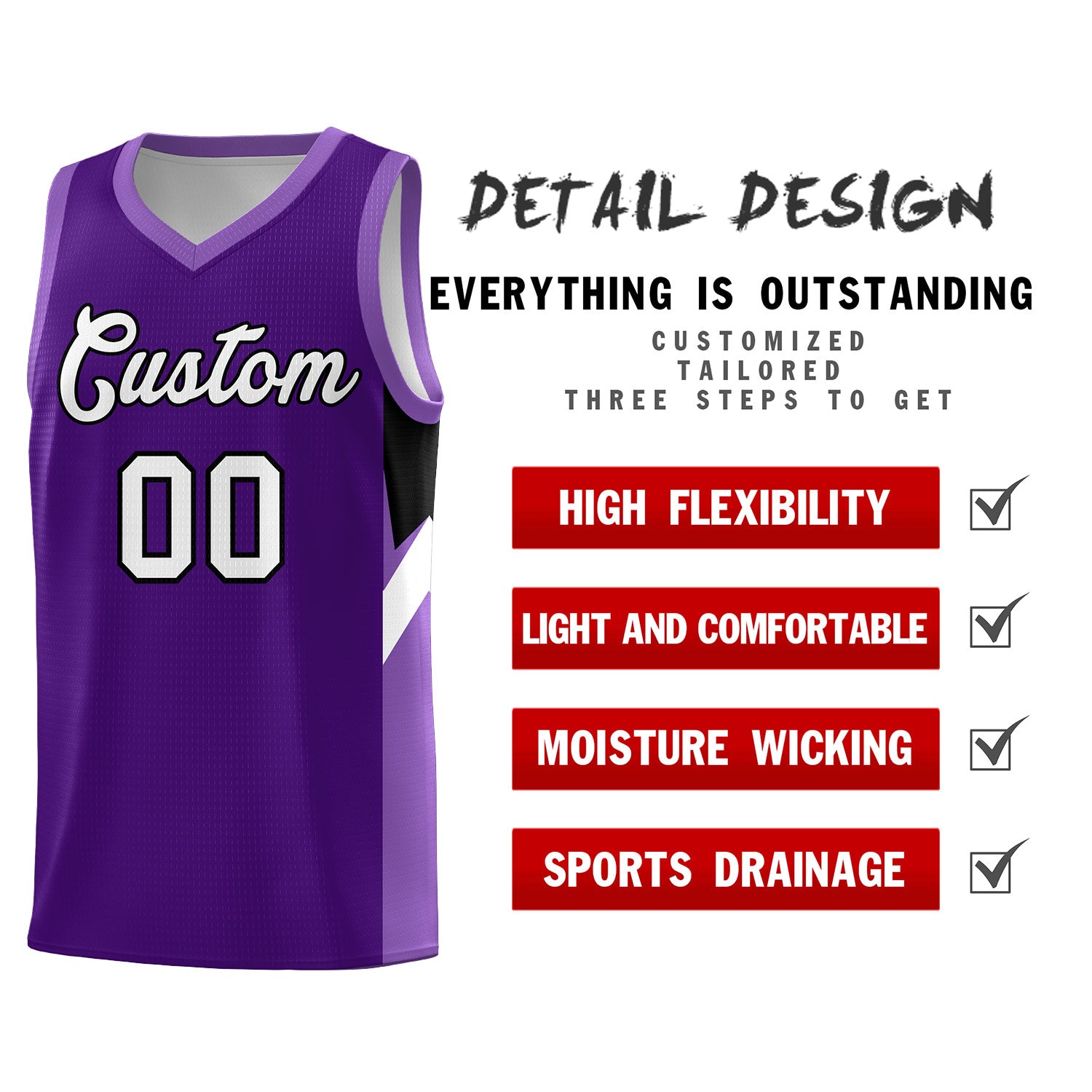 Custom Purple Light Purple Side Design Sets Sports Uniform Basketball Jersey