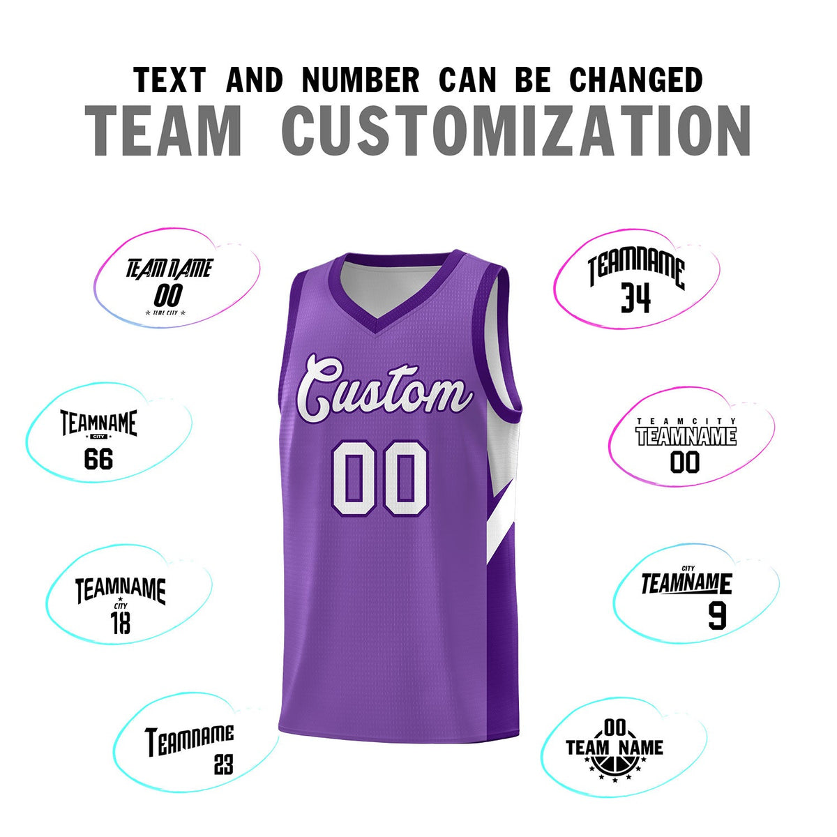 Custom Light Purple Purple Side Design Sets Sports Uniform Basketball Jersey