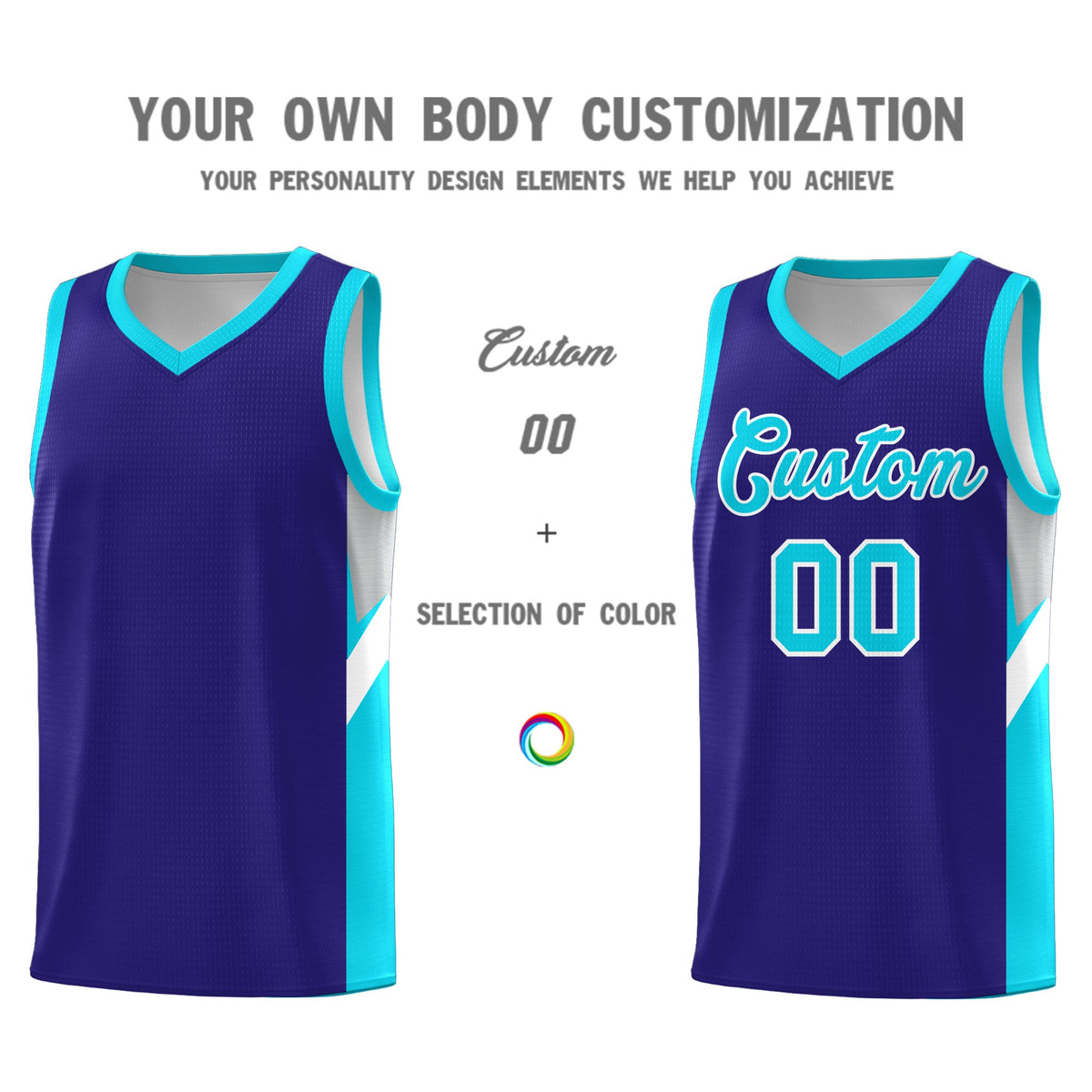 Custom Royal Sky Blue Side Design Sets Sports Uniform Basketball Jersey