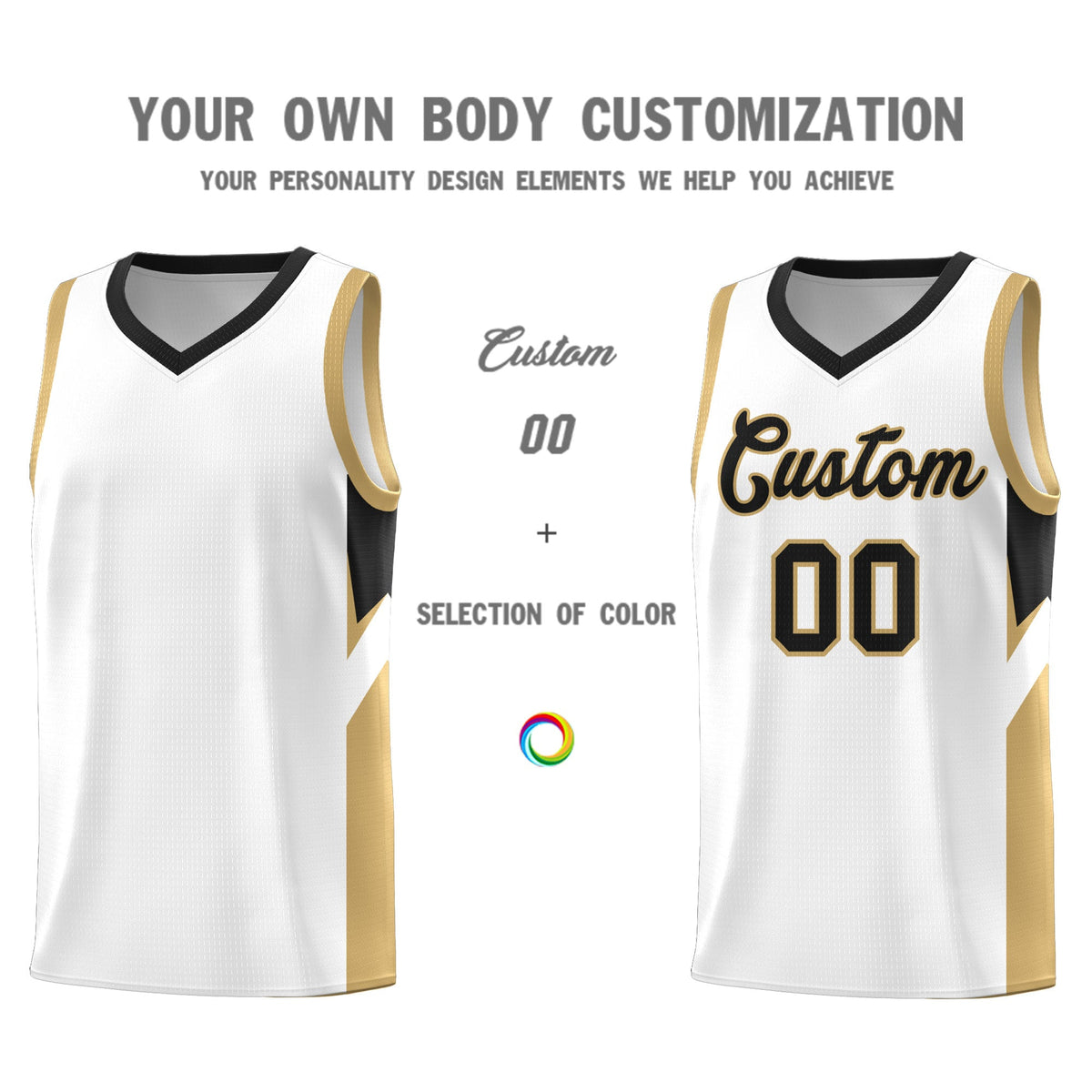 Custom White Black Side Design Sets Sports Uniform Basketball Jersey