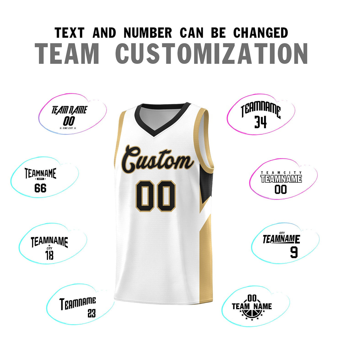 Custom White Black Side Design Sets Sports Uniform Basketball Jersey