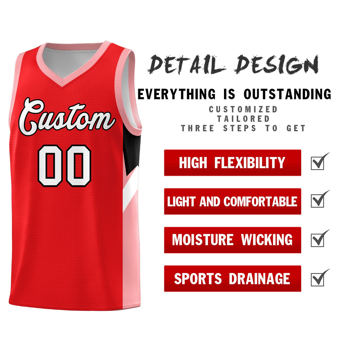 Custom Red Orange Side Design Sets Sports Uniform Basketball Jersey