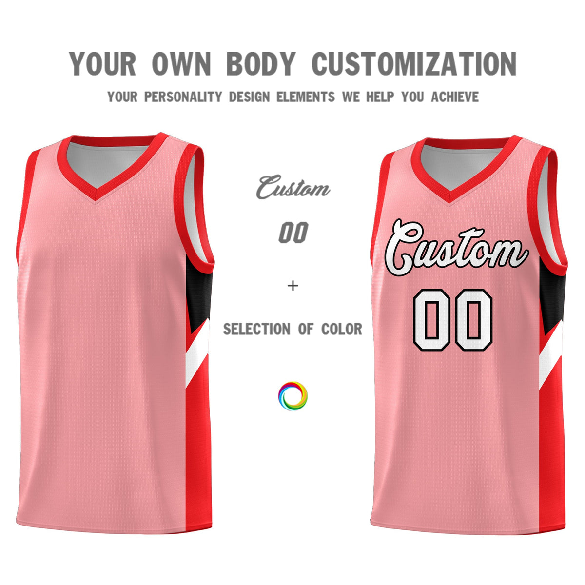 Custom Light Pink Red Side Design Sets Sports Uniform Basketball Jersey