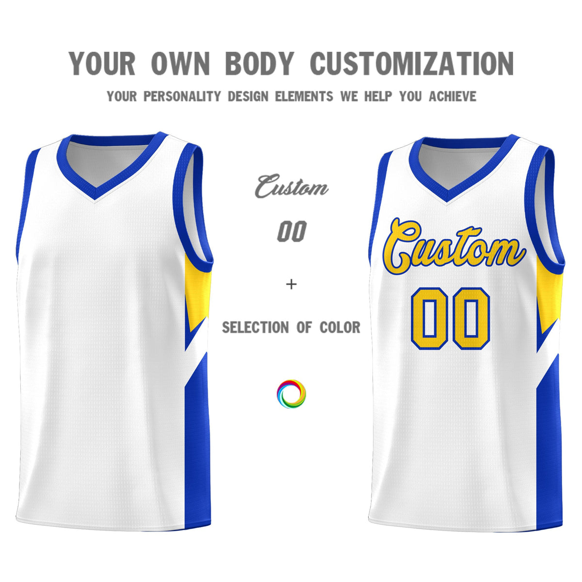 Custom White Royal Side Design Sets Sports Uniform Basketball Jersey