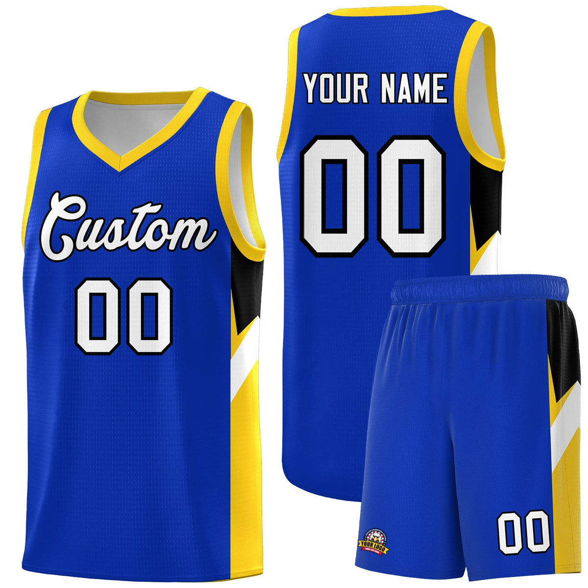 Custom Royal Gold Side Design Sets Sports Uniform Basketball Jersey