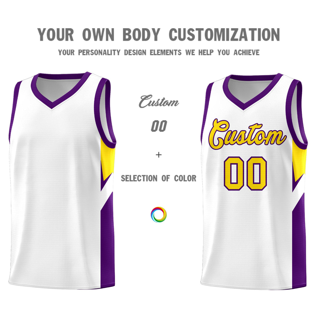 Custom White Purple Side Design Sets Sports Uniform Basketball Jersey