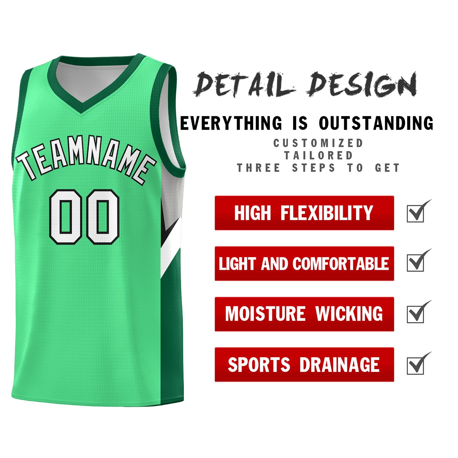 Custom Bright Green Kelly Green Side Design Sets Sports Uniform Basketball Jersey