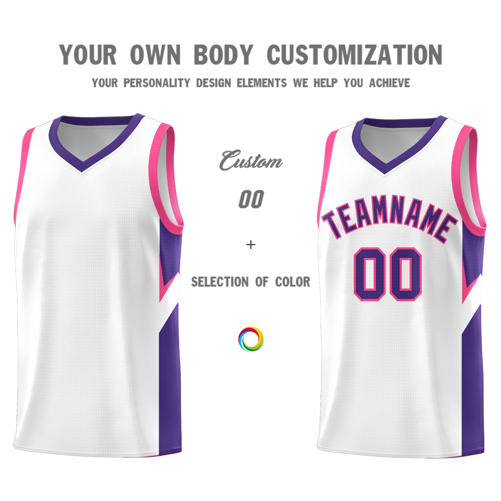 Custom White Purple Side Design Sets Sports Uniform Basketball Jersey