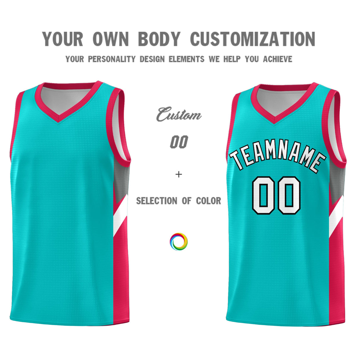 Custom Aqua Red Side Design Sets Sports Uniform Basketball Jersey