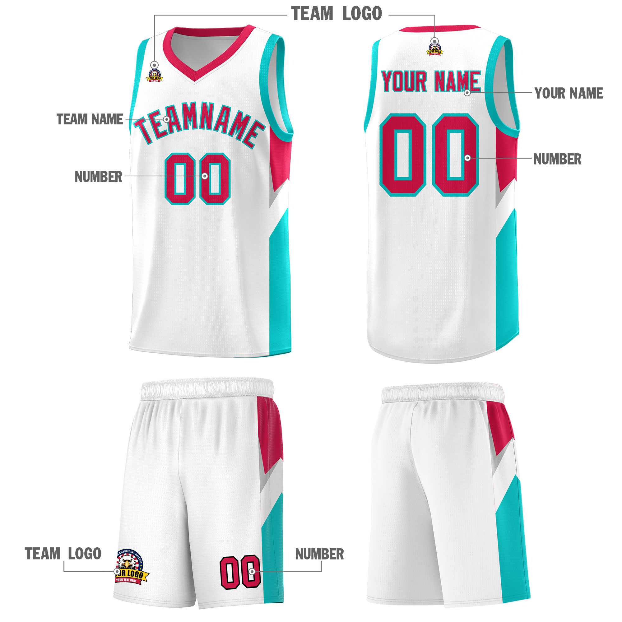 Custom White Red Side Design Sets Sports Uniform Basketball Jersey