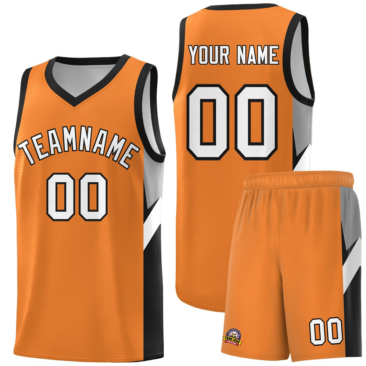 Custom Gold Orange Black Side Design Sets Sports Uniform Basketball Jersey