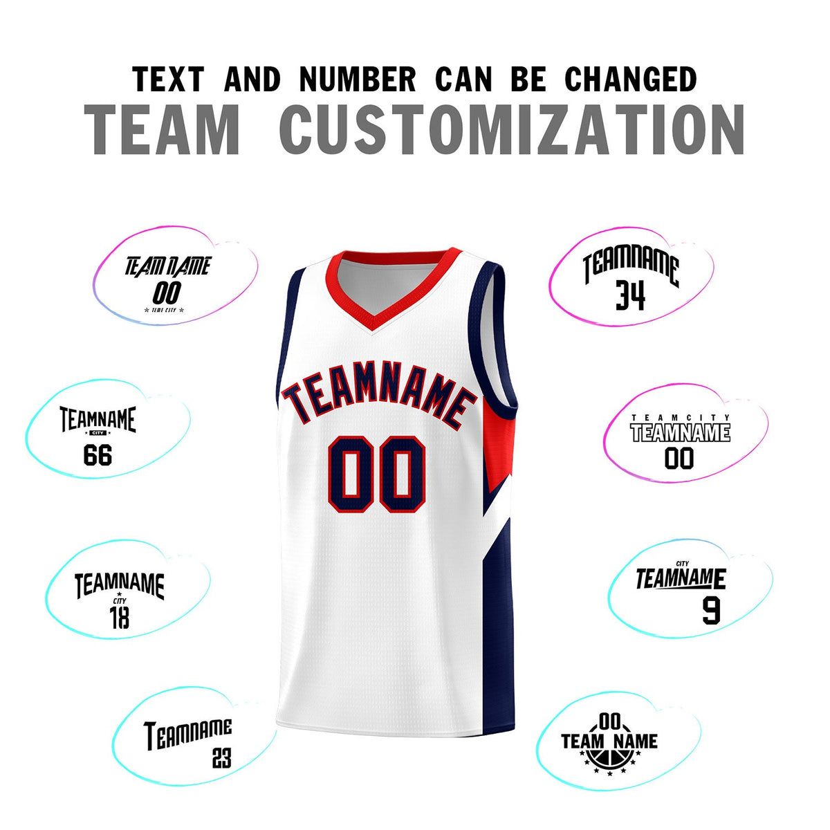 Custom White Red Side Design Sets Sports Uniform Basketball Jersey