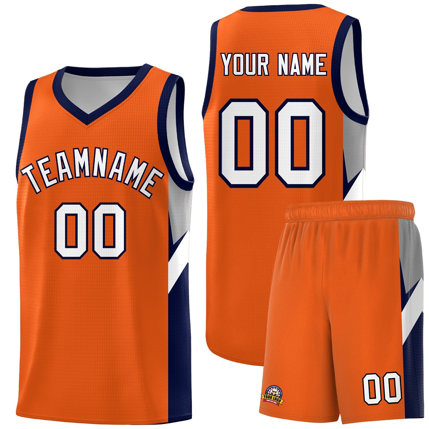 Custom Orange Navy Side Design Sets Sports Uniform Basketball Jersey