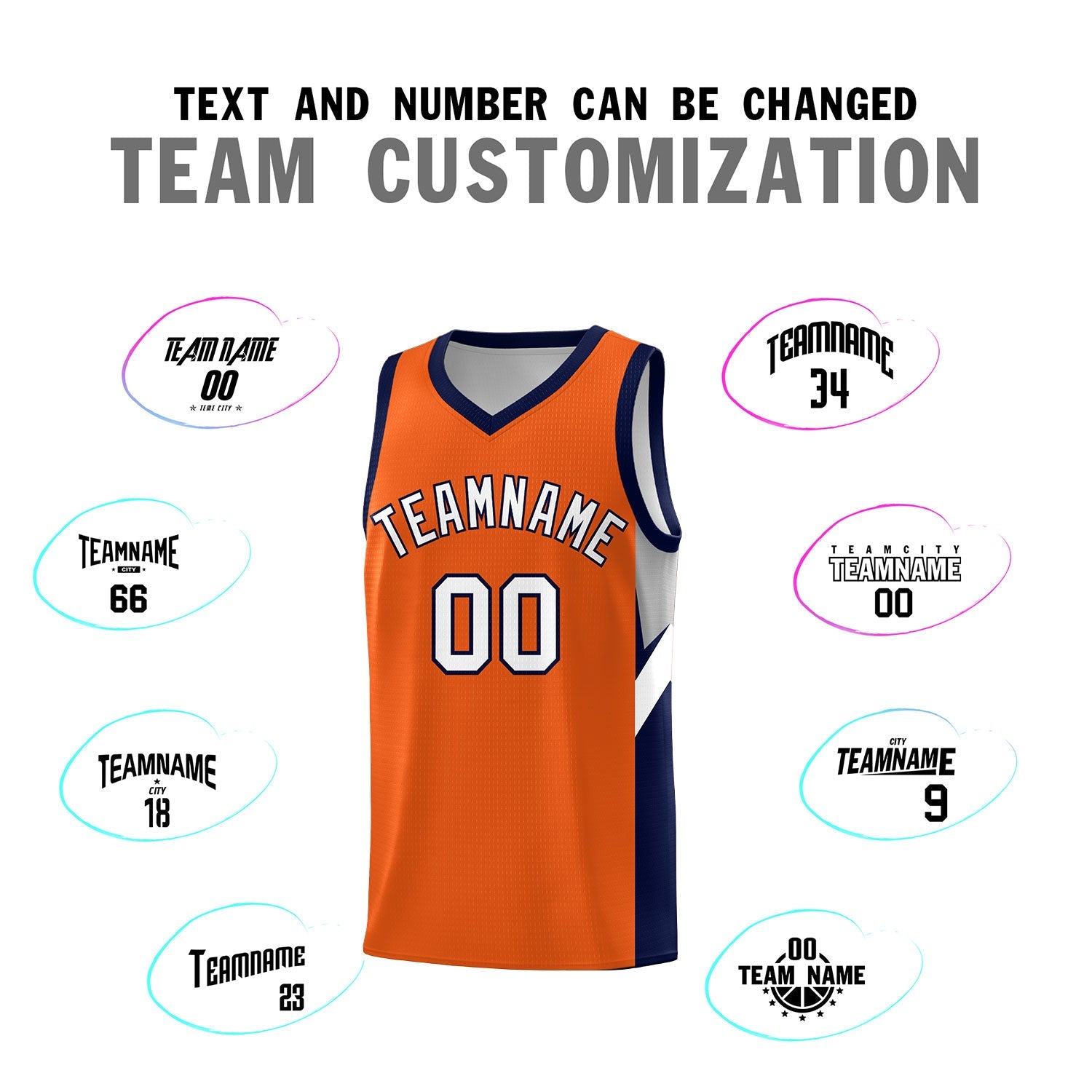 Custom Orange Navy Side Design Sets Sports Uniform Basketball Jersey