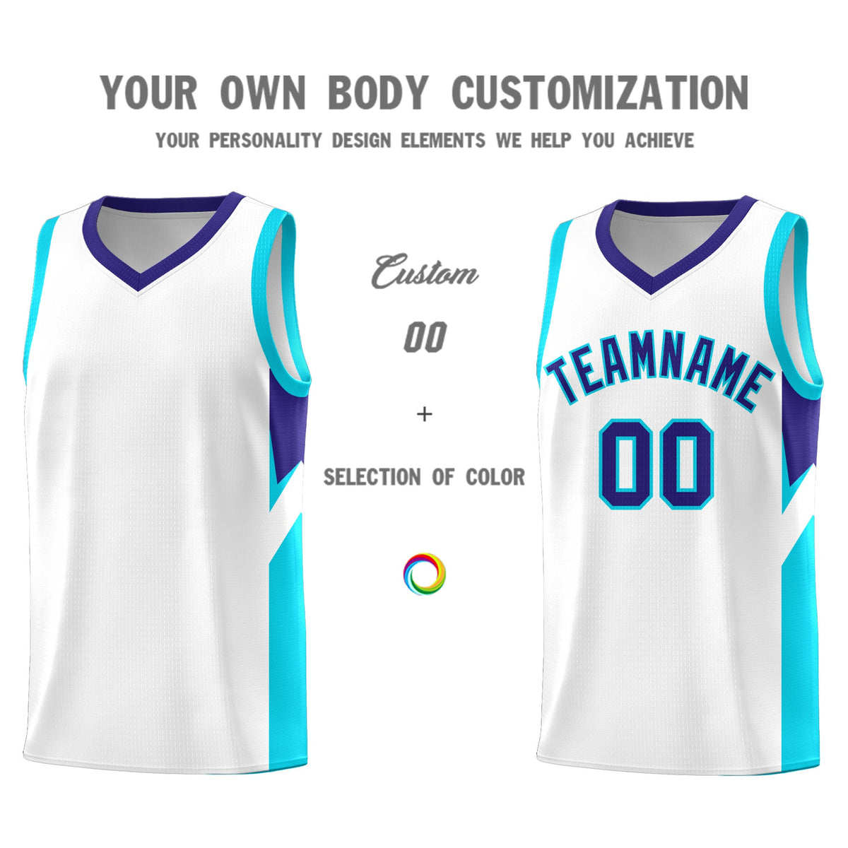 Custom White Royal Side Design Sets Sports Uniform Basketball Jersey