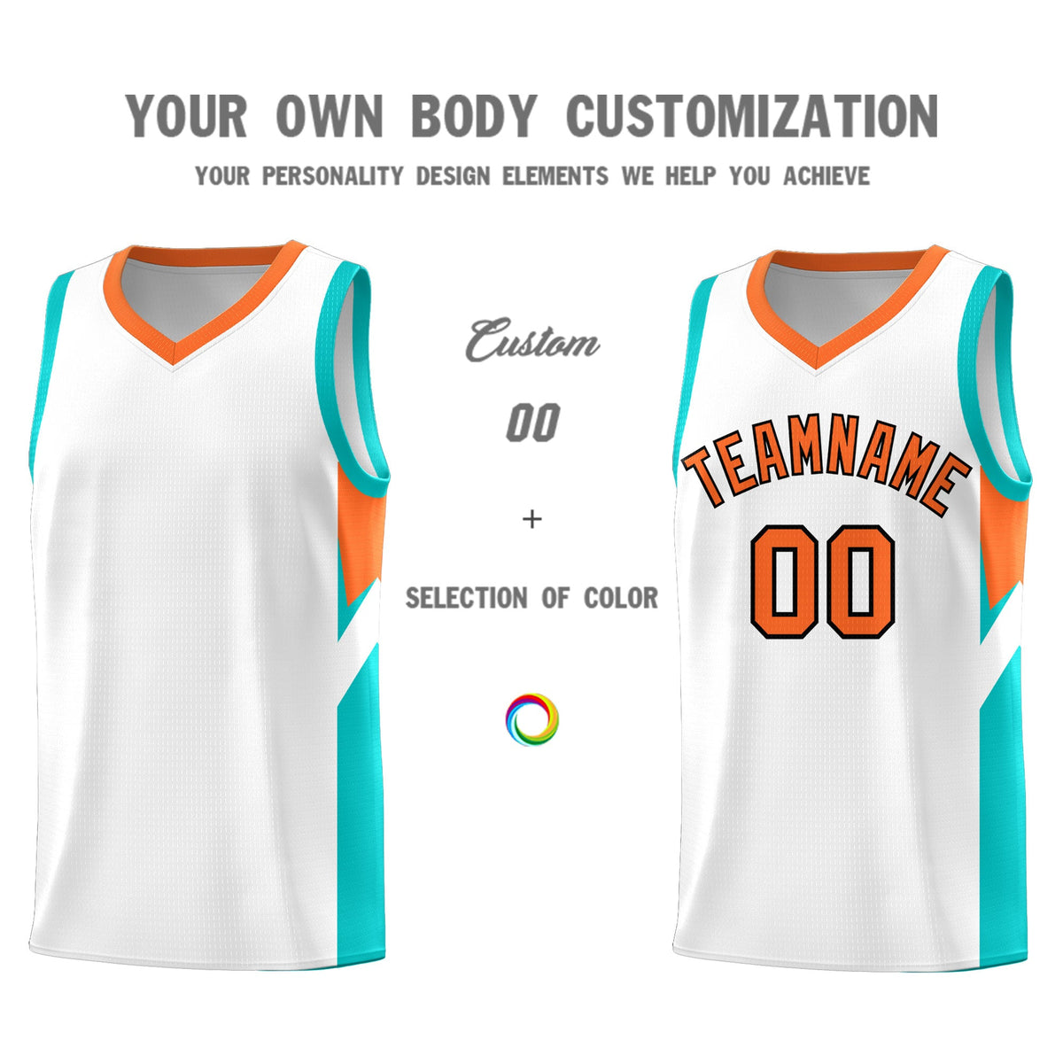 Custom White Orange Side Design Sets Sports Uniform Basketball Jersey