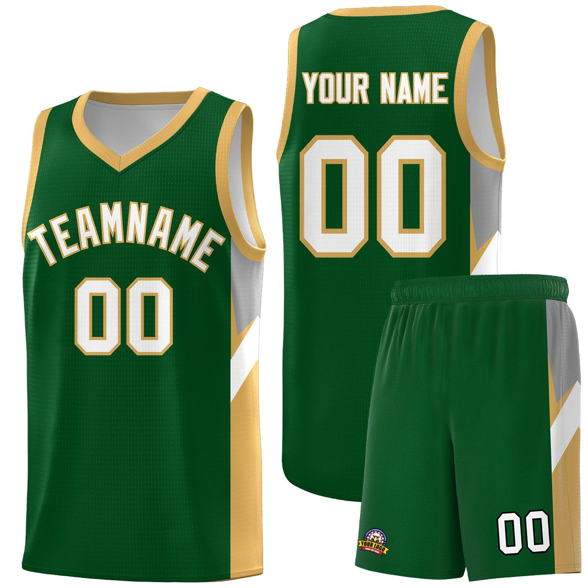 Custom Green Buckskin Brown Side Design Sets Sports Uniform Basketball Jersey