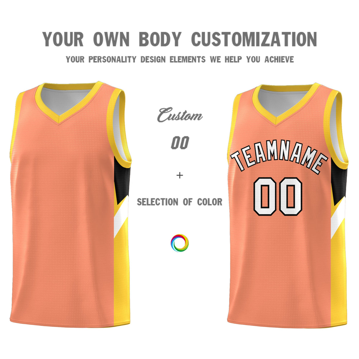 Custom Orange Gold Side Design Sets Sports Uniform Basketball Jersey