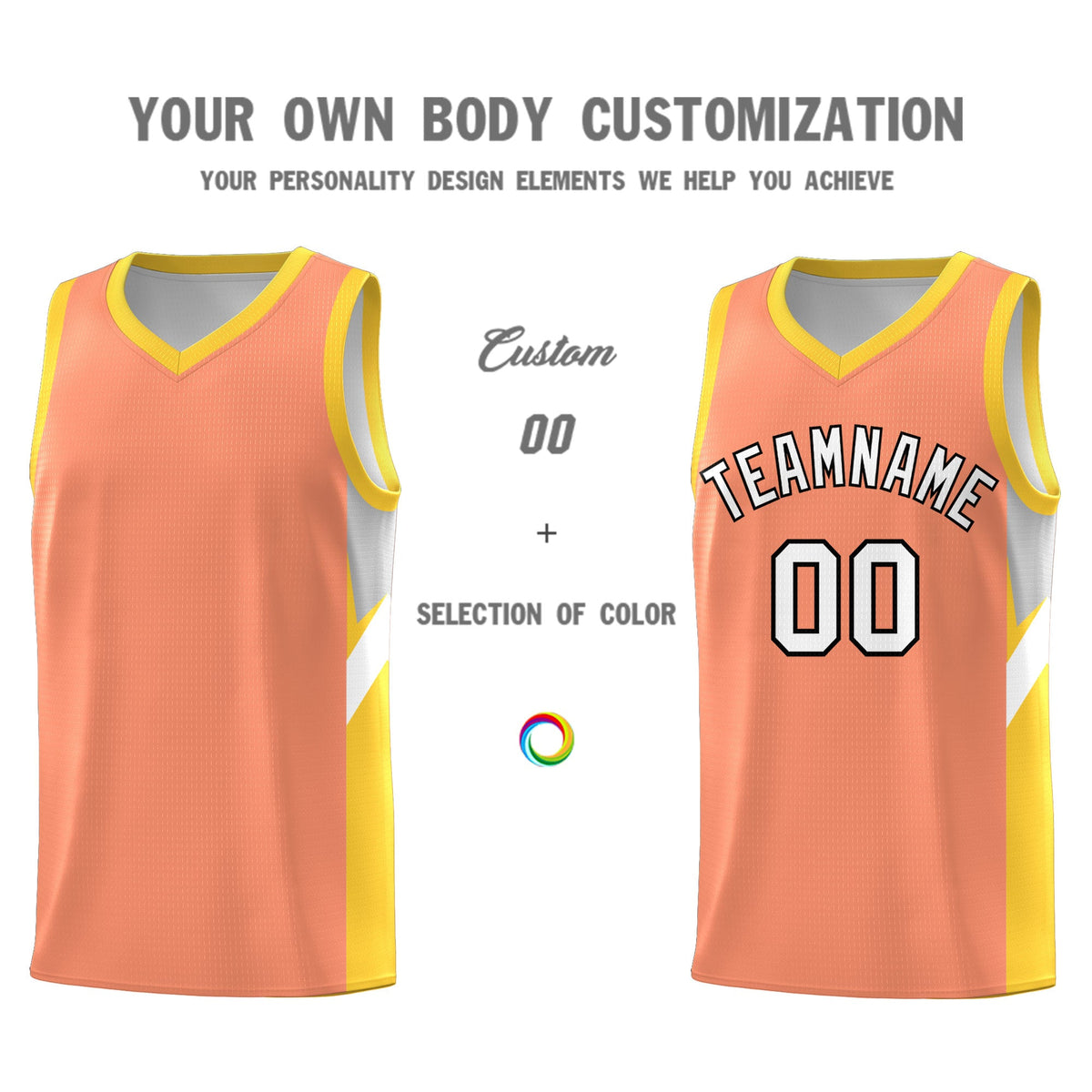 Custom Orange Gold Side Design Sets Sports Uniform Basketball Jersey