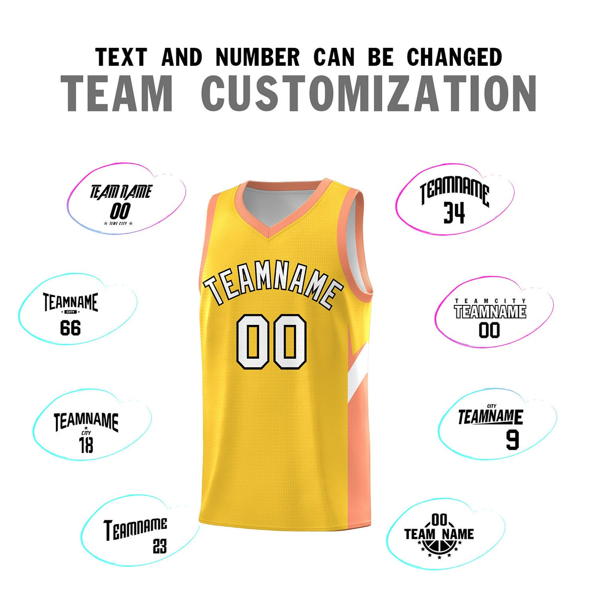 Custom Gold Orange Side Design Sets Sports Uniform Basketball Jersey