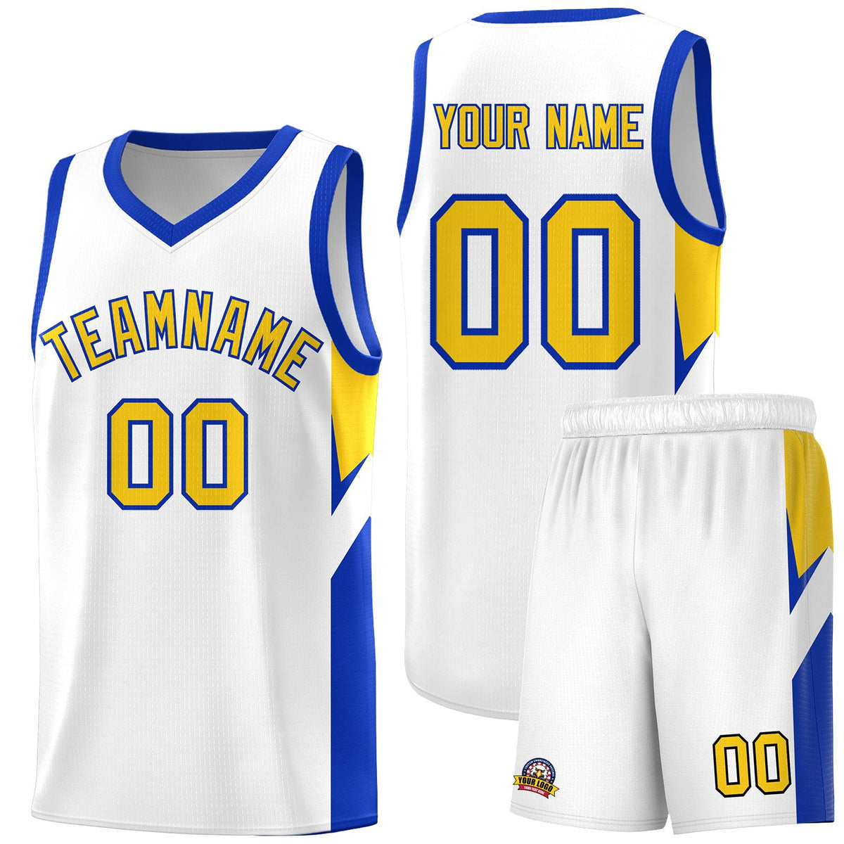 Custom White Royal Side Design Sets Sports Uniform Basketball Jersey