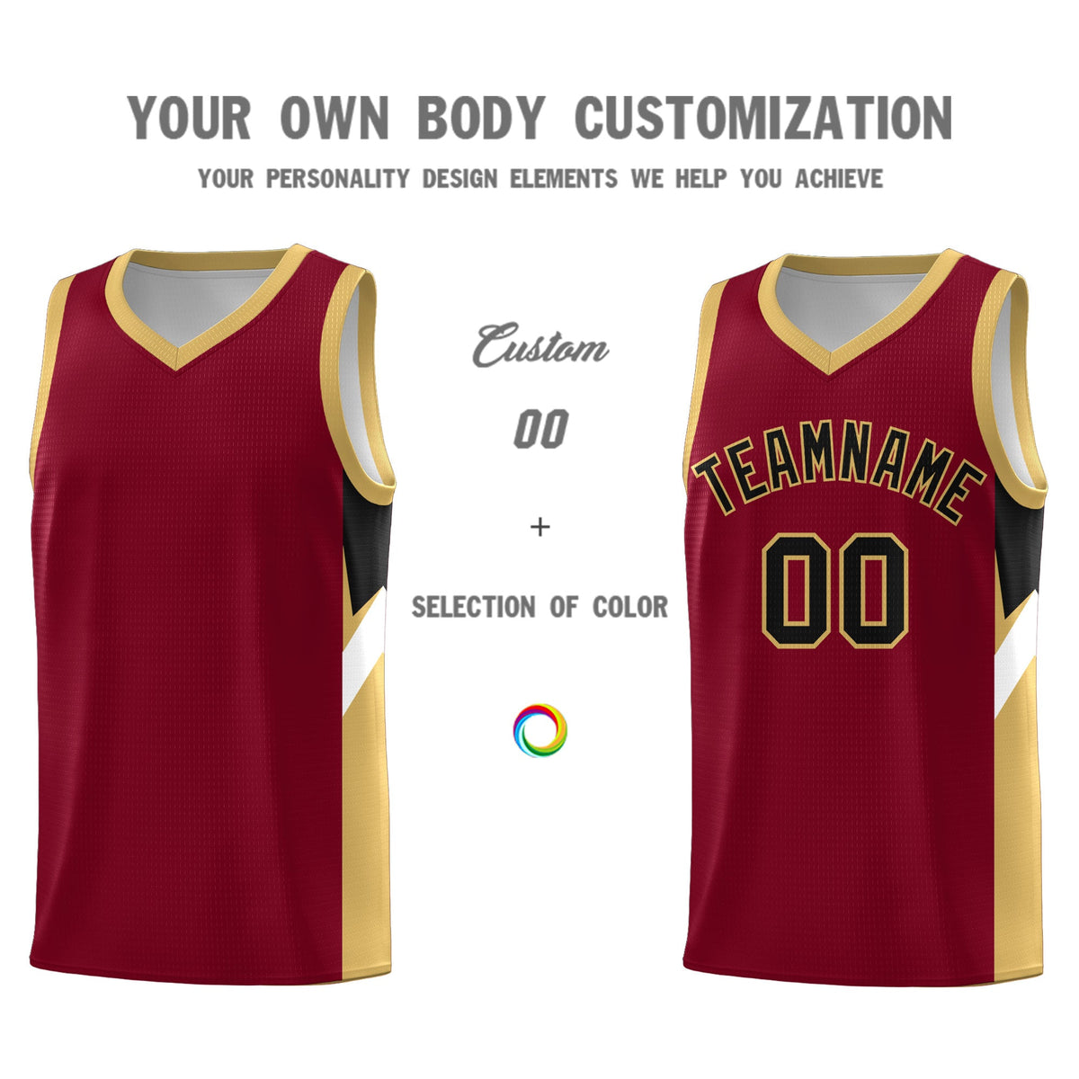 Custom Crimson Old Gold Side Design Sets Sports Uniform Basketball Jersey