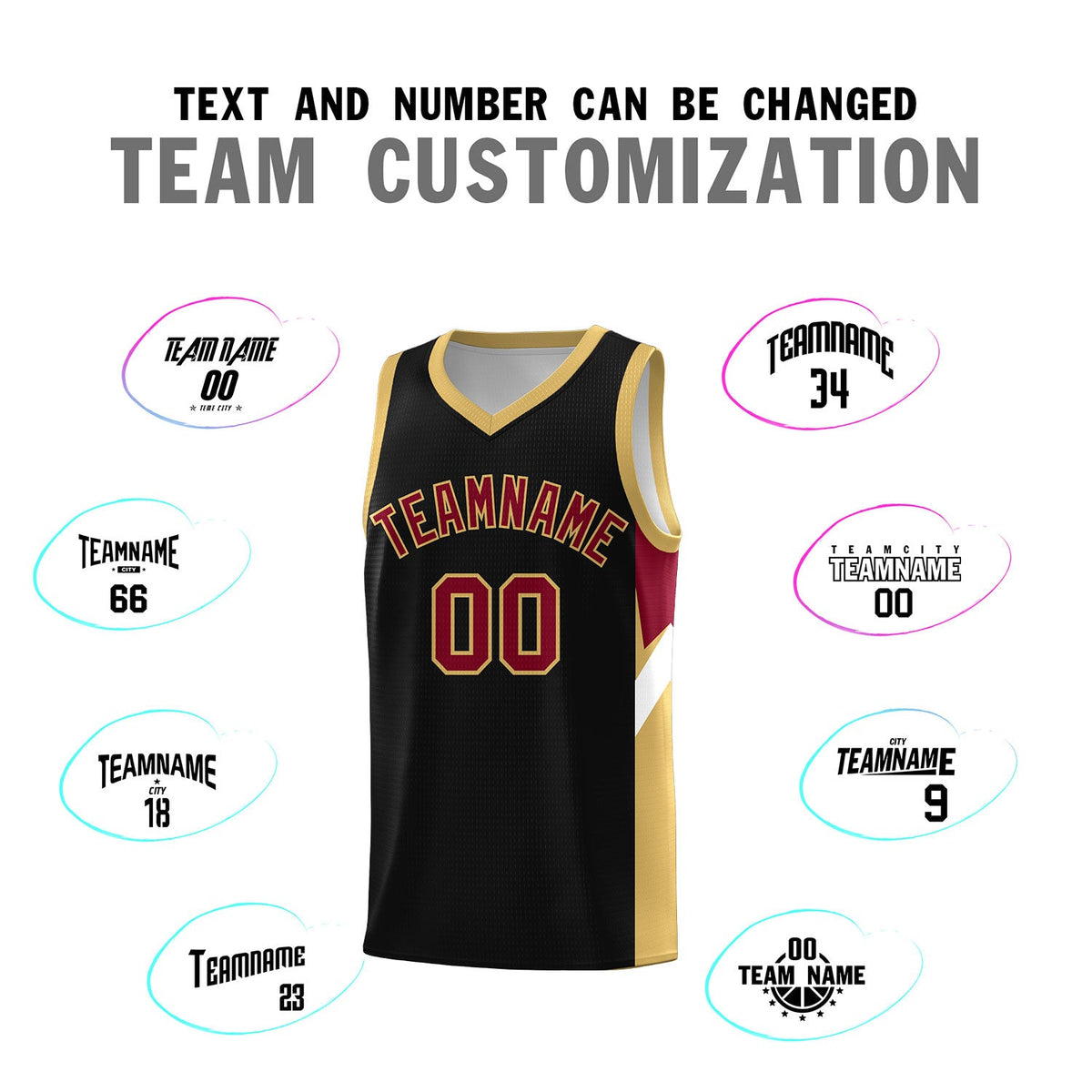 Custom Black Old Gold Side Design Sets Sports Uniform Basketball Jersey
