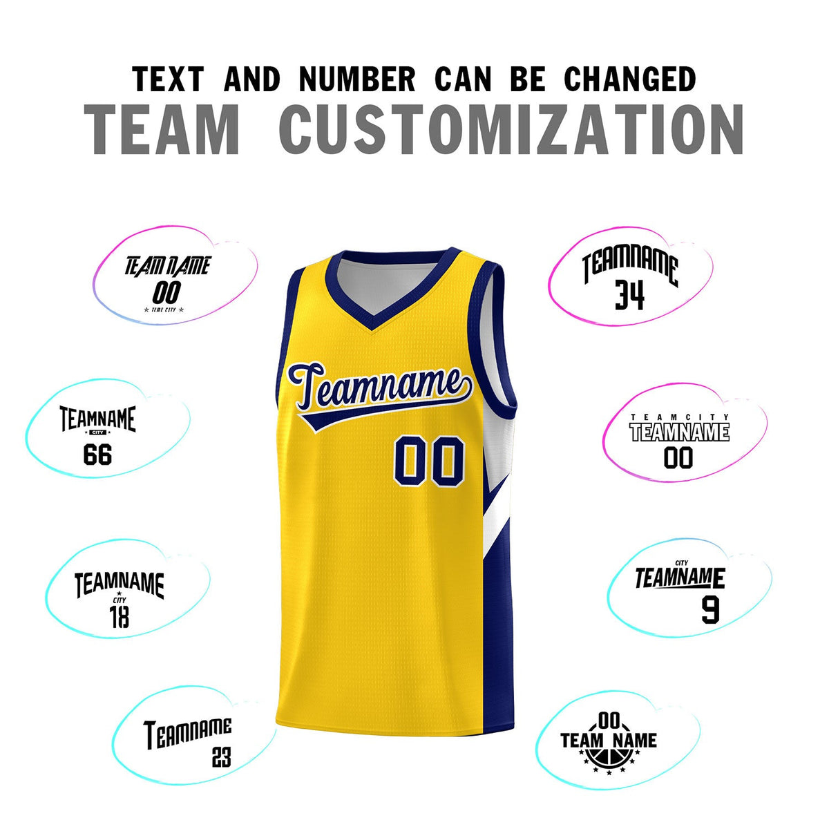 Custom Gold Navy Side Design Sets Sports Uniform Basketball Jersey
