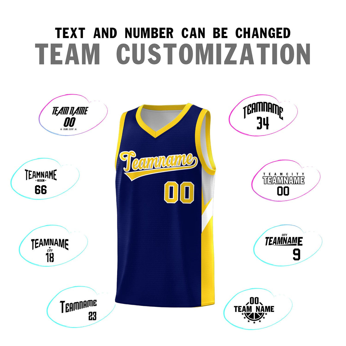 Custom Navy Gold Side Design Sets Sports Uniform Basketball Jersey