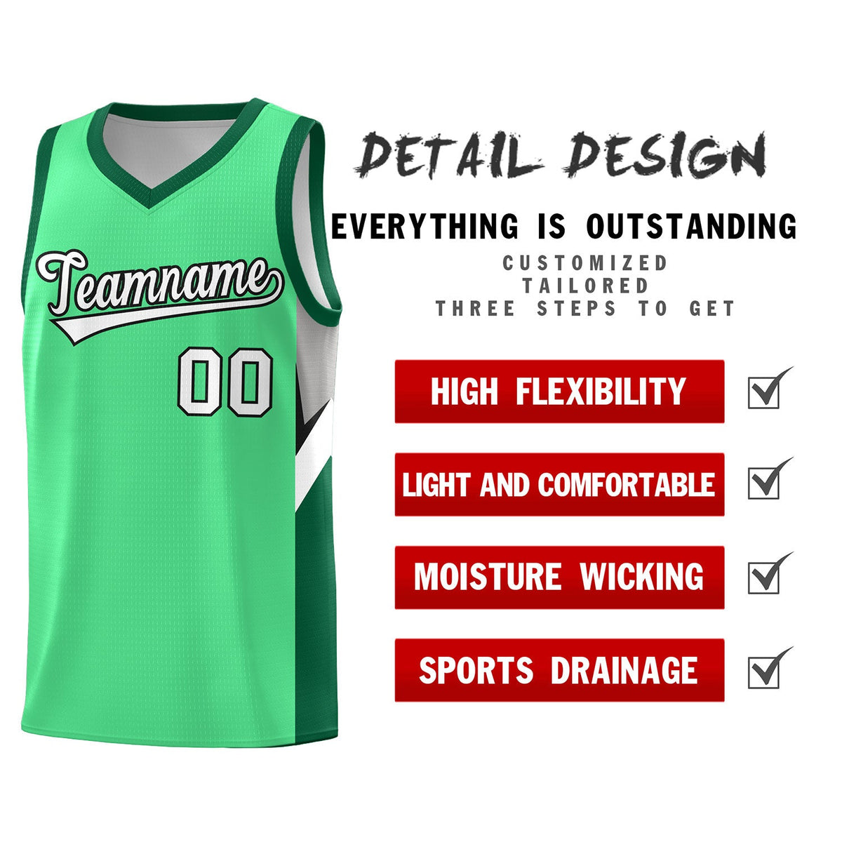 Custom Bright Green Kelly Green Side Design Sets Sports Uniform Basketball Jersey