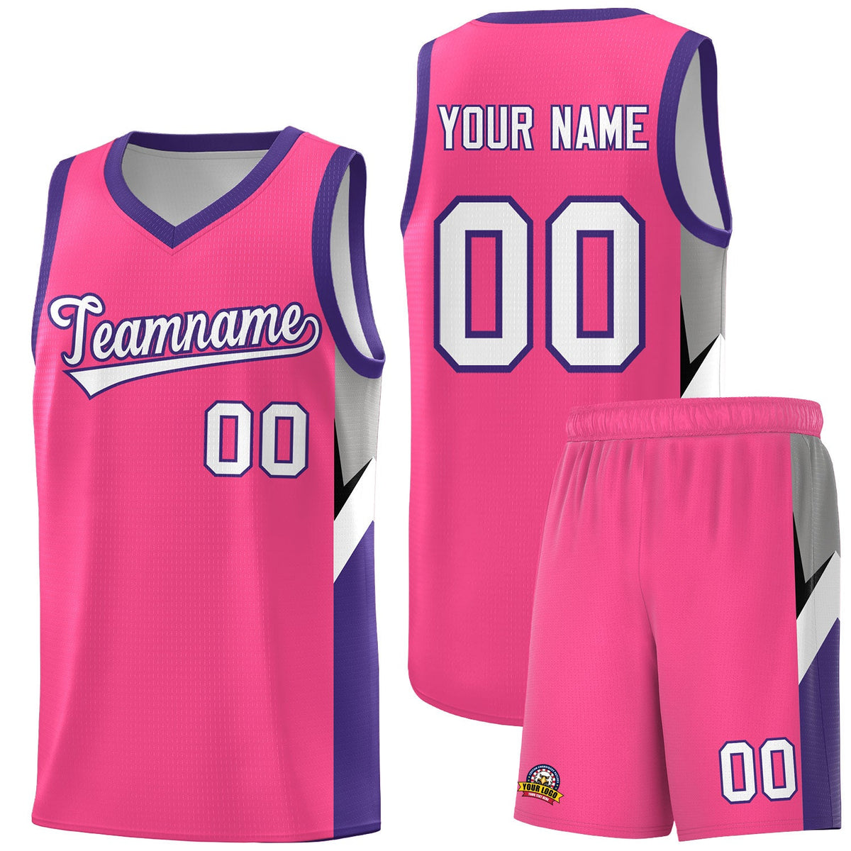 Custom Pink Purple Side Design Sets Sports Uniform Basketball Jersey