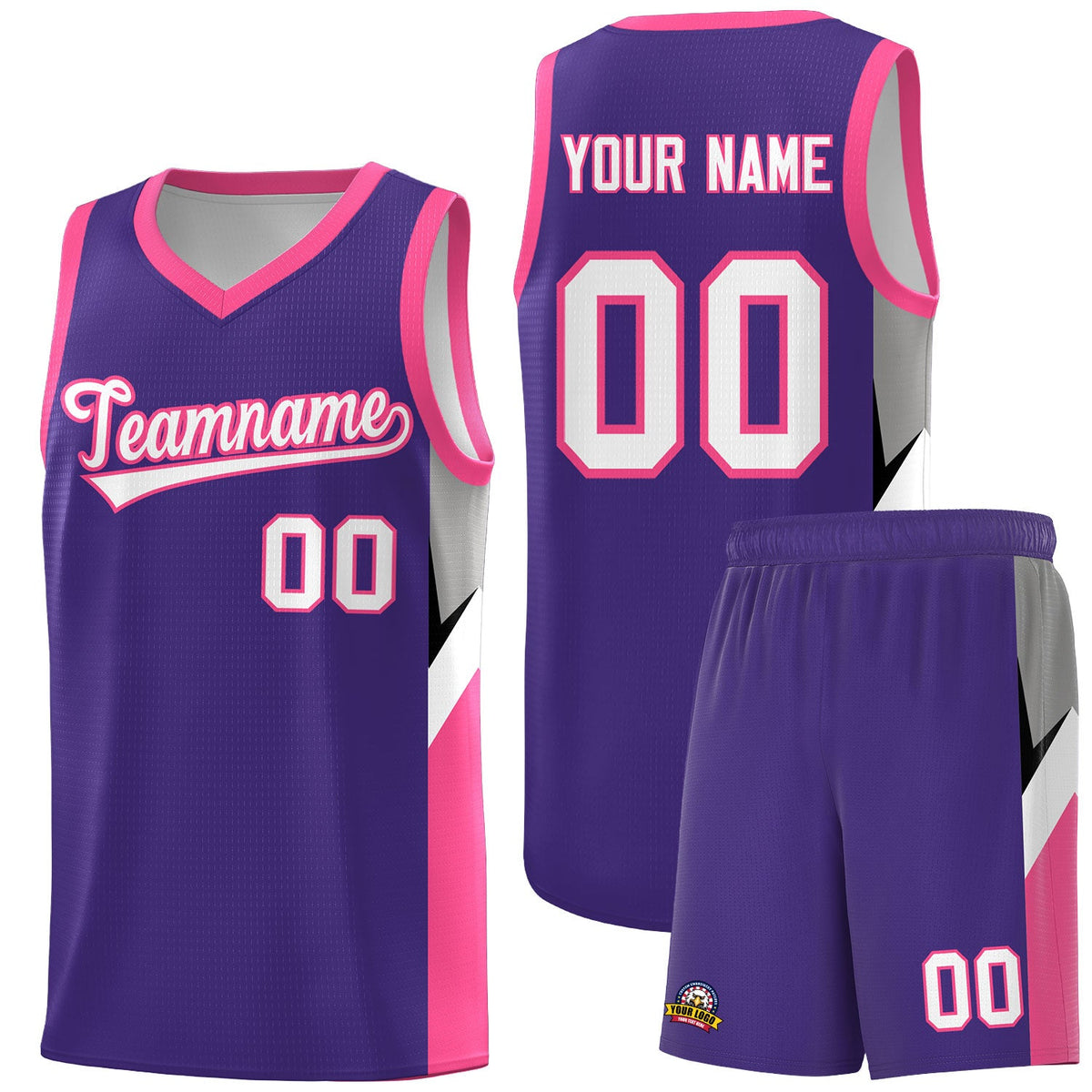 Custom Purple Pink Side Design Sets Sports Uniform Basketball Jersey