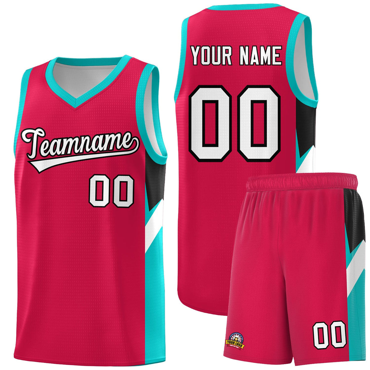 Custom Red Aqua Side Design Sets Sports Uniform Basketball Jersey