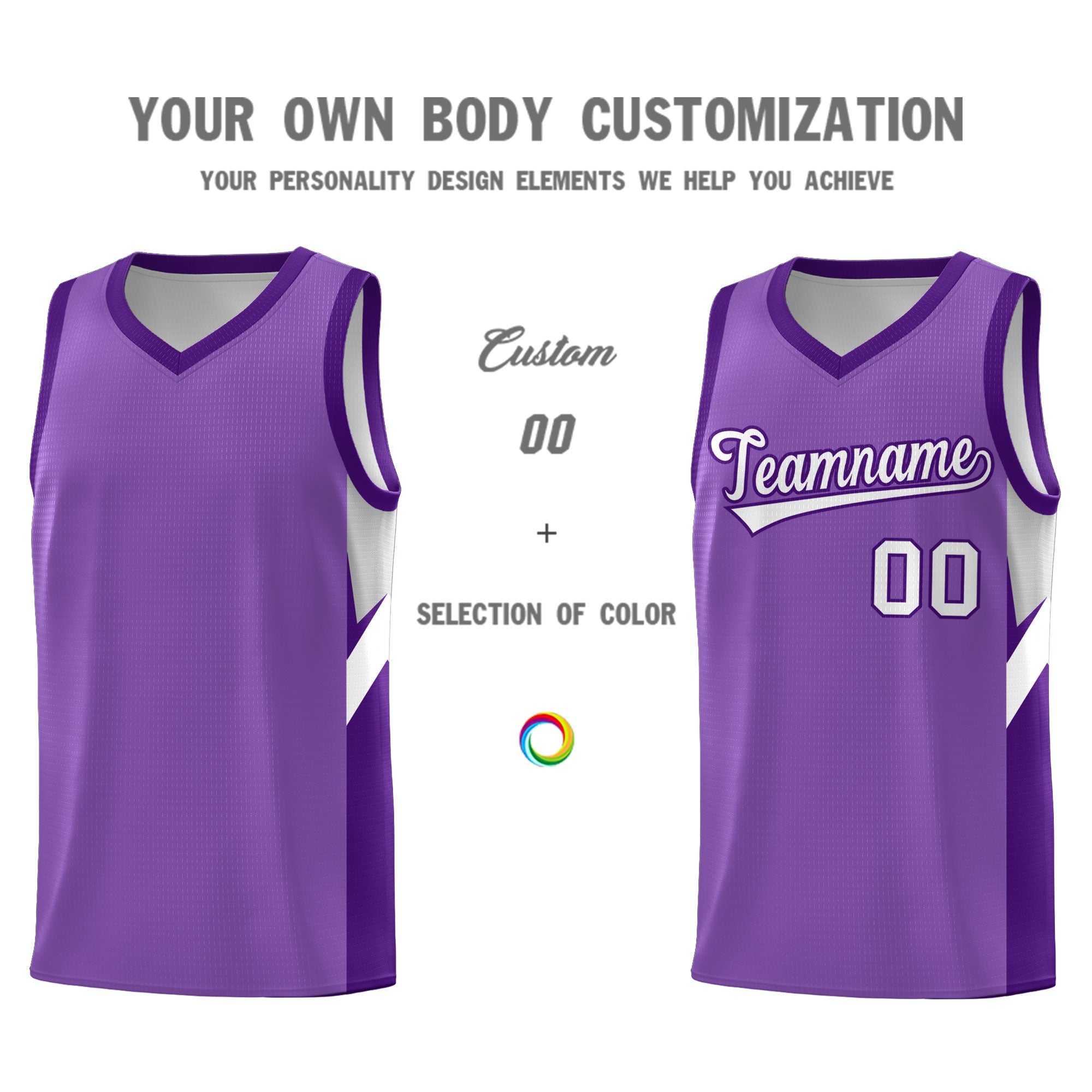 Custom Light Purple Purple Side Design Sets Sports Uniform Basketball Jersey