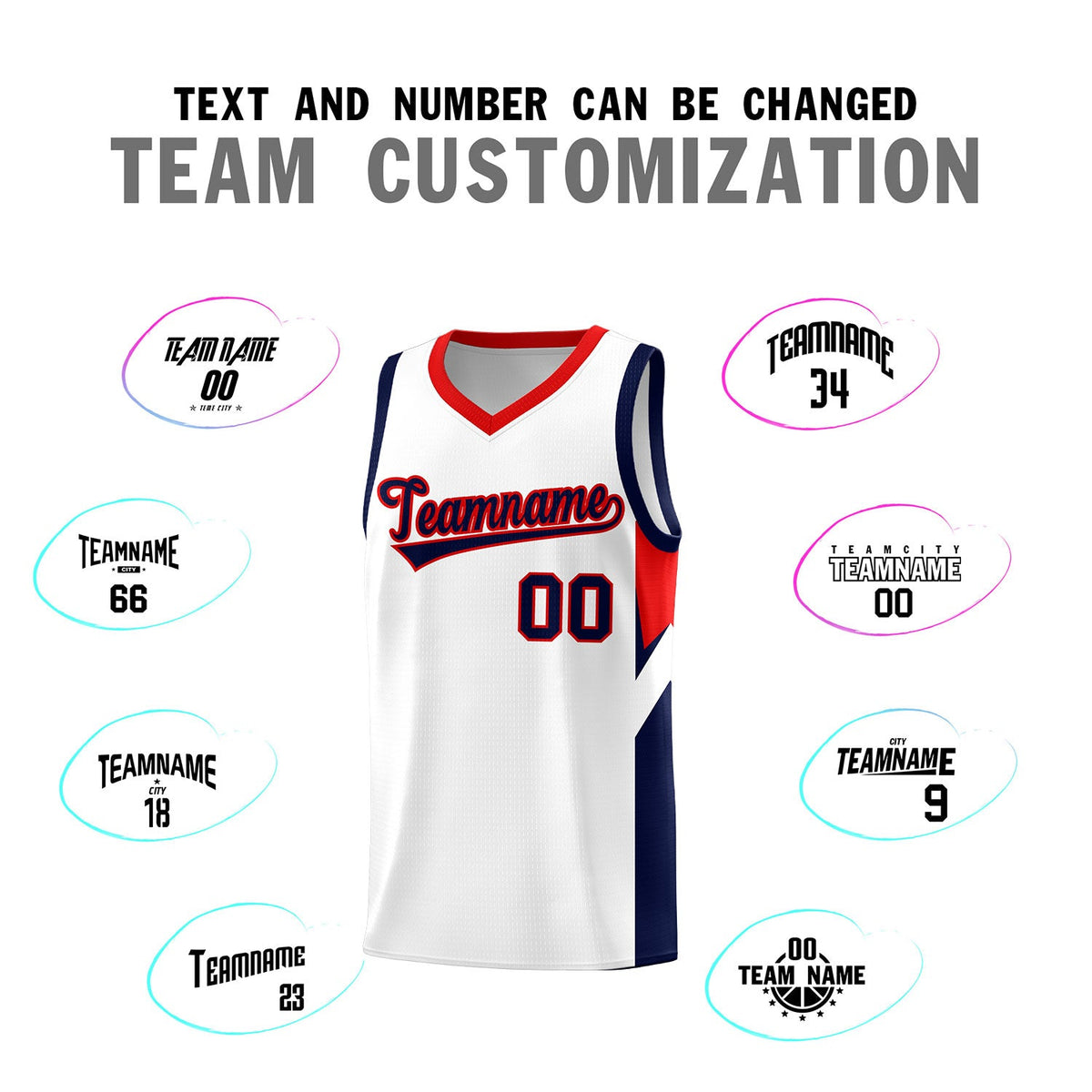 Custom White Red Side Design Sets Sports Uniform Basketball Jersey