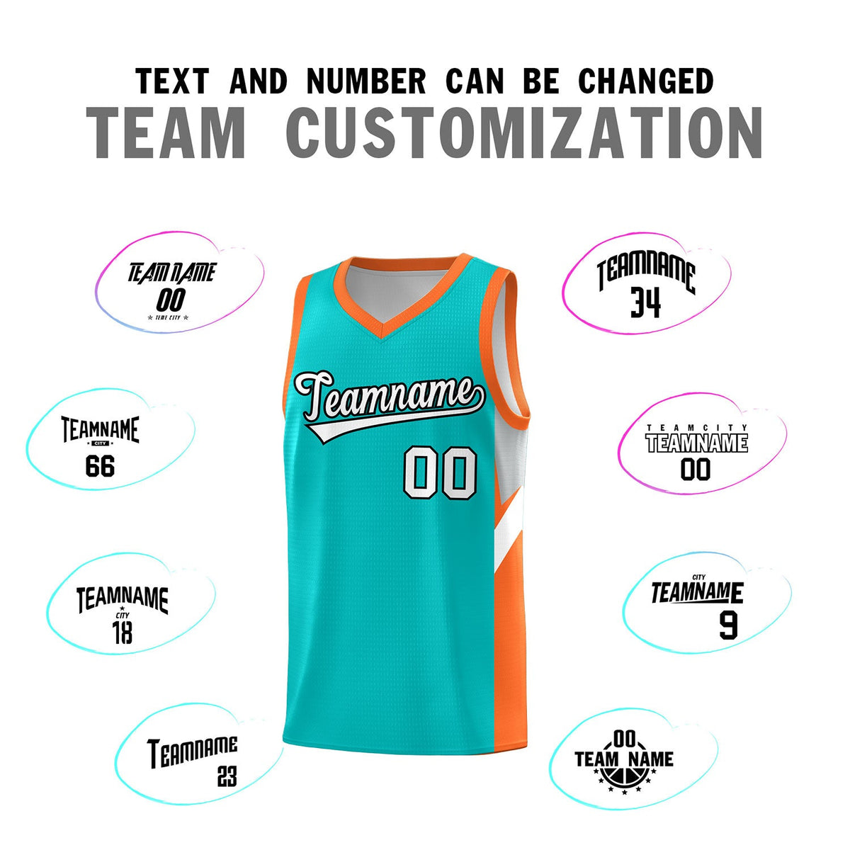 Custom Aqua Orange Side Design Sets Sports Uniform Basketball Jersey