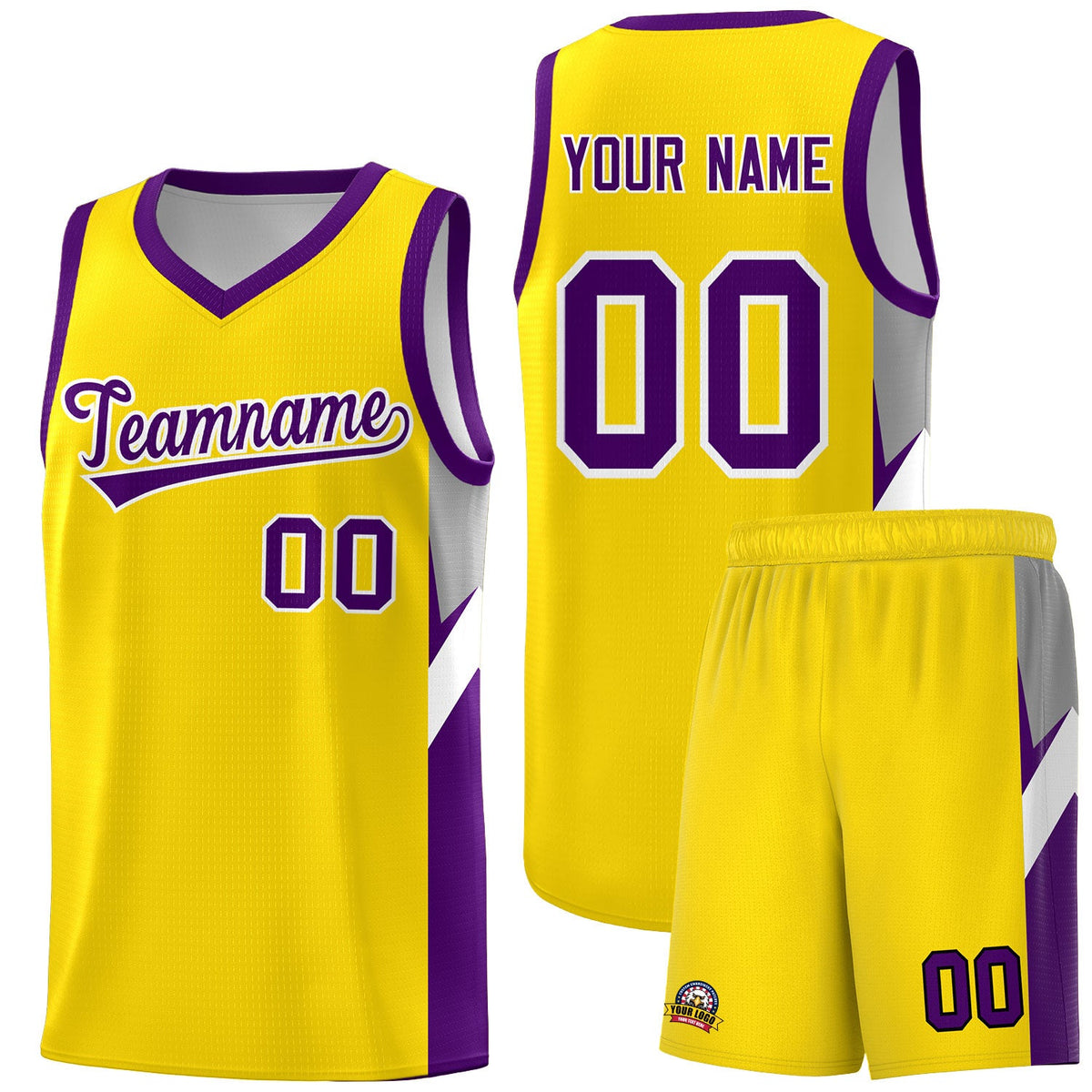 Custom Gold Purple Side Design Sets Sports Uniform Basketball Jersey